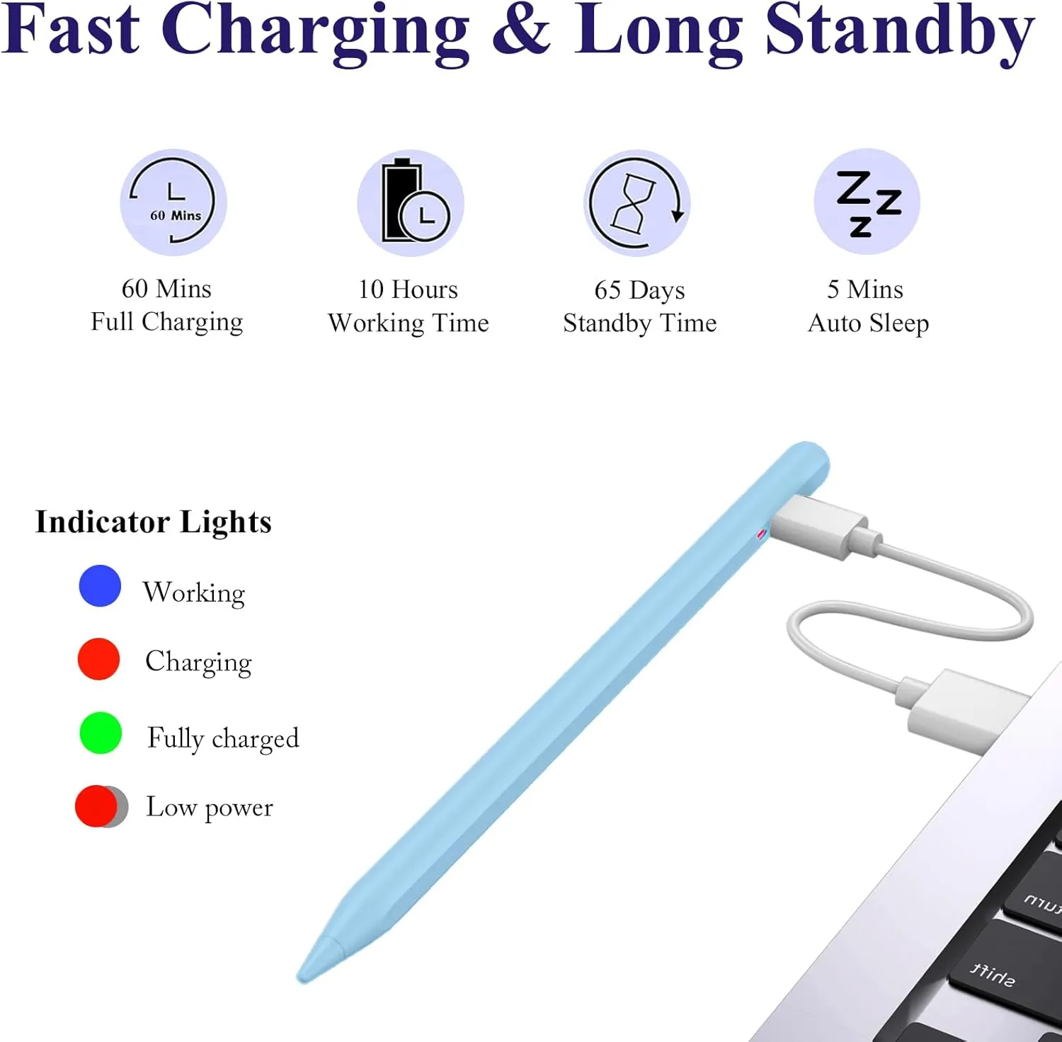 Stylus Pen for Android, Magnetic Phone Pencil, CMARS Fine Point Digital Pens for Touch Screens, Tablet Pen Compatible with iPhone/Samsung/Xiaomi/Huawei/Vivo and Other Android Phone and Tablet - Blue