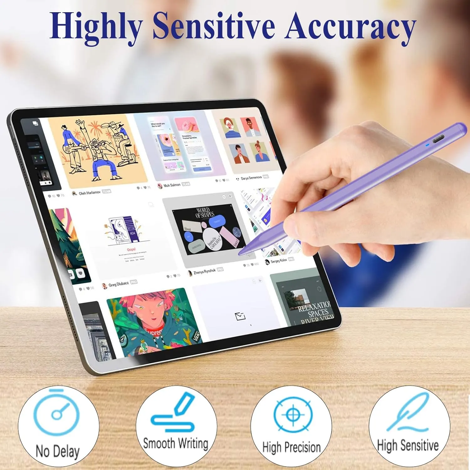 Stylus Pen for Android, Magnetic Phone Pencil, CMARS Fine Point Stylus Pens for Touchscreen, Tablet Pen Compatible with iPhone/Samsung/Xiaomi/Huawei/Vivo and Other Android Phone and Tablet - Purple