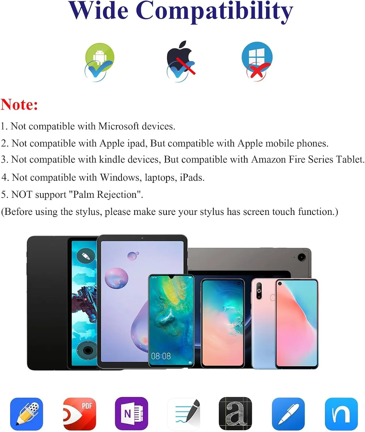 Stylus Pen for Android, Magnetic Phone Pencil, CMARS Fine Point Stylus Pens for Touchscreen, Tablet Pen Compatible with iPhone/Samsung/Xiaomi/Huawei/Vivo and Other Android Phone and Tablet - Purple
