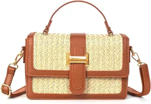 Summer Straw Crossbody Bags for Women Trendy Woven Beach Bag Straw Clutch Purse Vacation Handbags