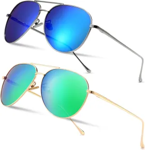 SUNGAIT Women's Lightweight Oversized Aviator Sunglasses - Mirrored Polarized Lens