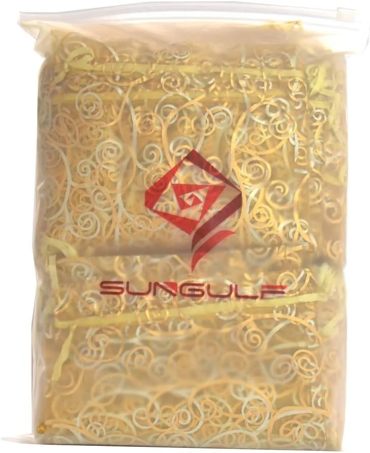 SUNGULF 100pcs Organza Pouch Bag Drawstring 6"x8" Strong Gift Candy Bag Jewelry Party Wedding Favor (Gold flower vine Print)