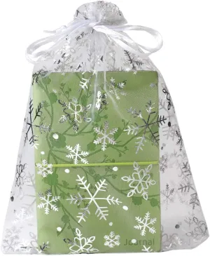 SUNGULF 100pcs Organza Pouch Bag Drawstring 6"x9" 16x22cm Strong Gift Candy Bag Jewelry Party Wedding Favor (White Snowflake)
