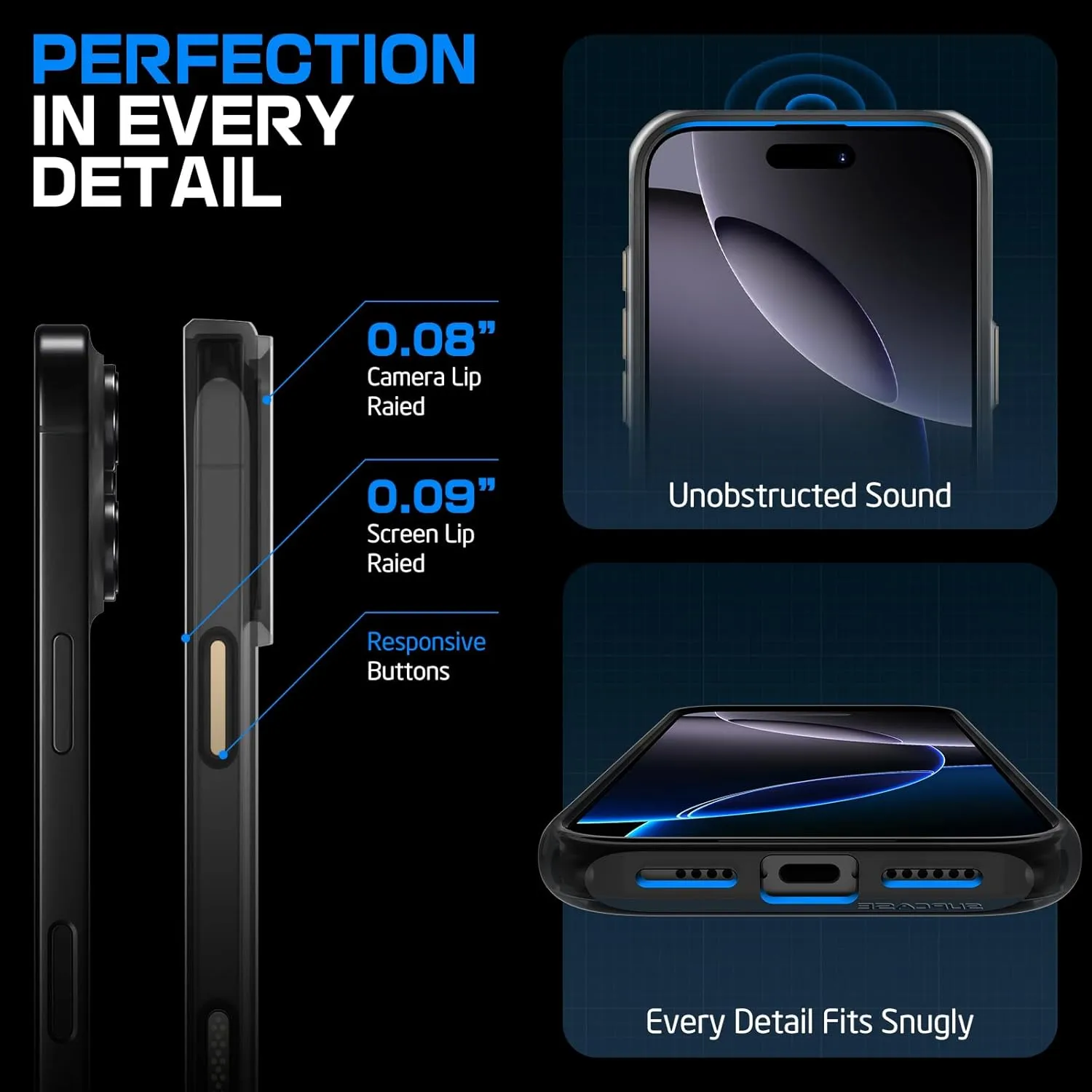 SUPCASE for iPhone 16 Pro Max Case with Camera Control Capture Button (Unicorn Beetle Mag), [Built-in Stand] [Compatible with MagSafe] [Military-Grade Protection] Clear Magnetic Phone Case, Black/Gold