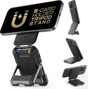 SUPCASE for MagSafe Wallet with Stand, Magnetic Wallet for Men, [Hold 5 Cards] [Adjustable Stand] [RFID Blocking] Phone Stand Credit Card Holder Tripod for iPhone 16/15/14/13/12 Series, Black