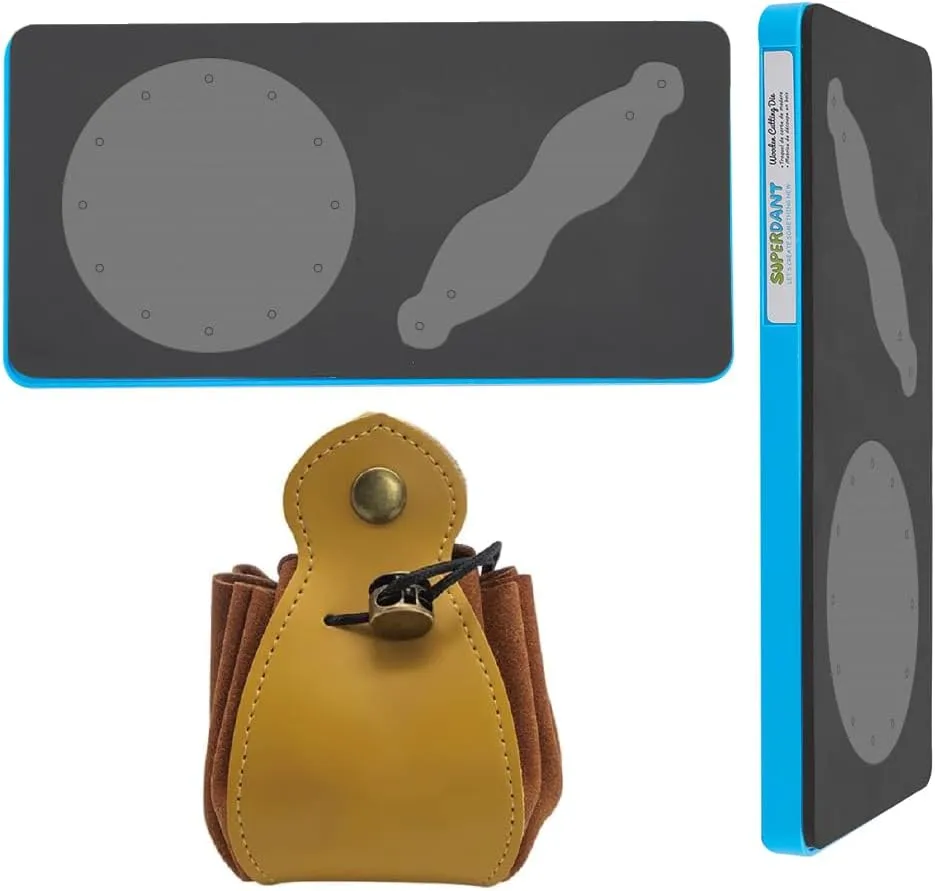 SUPERDANT Leather Coin Purse Cutting Dies Leather Mini Drawstring Coin Purse Wooden Die Cutter Vintage Coin Bag Dies Dice Bag and Tray Pouch DIY for Men Women Leather Change Bag Making