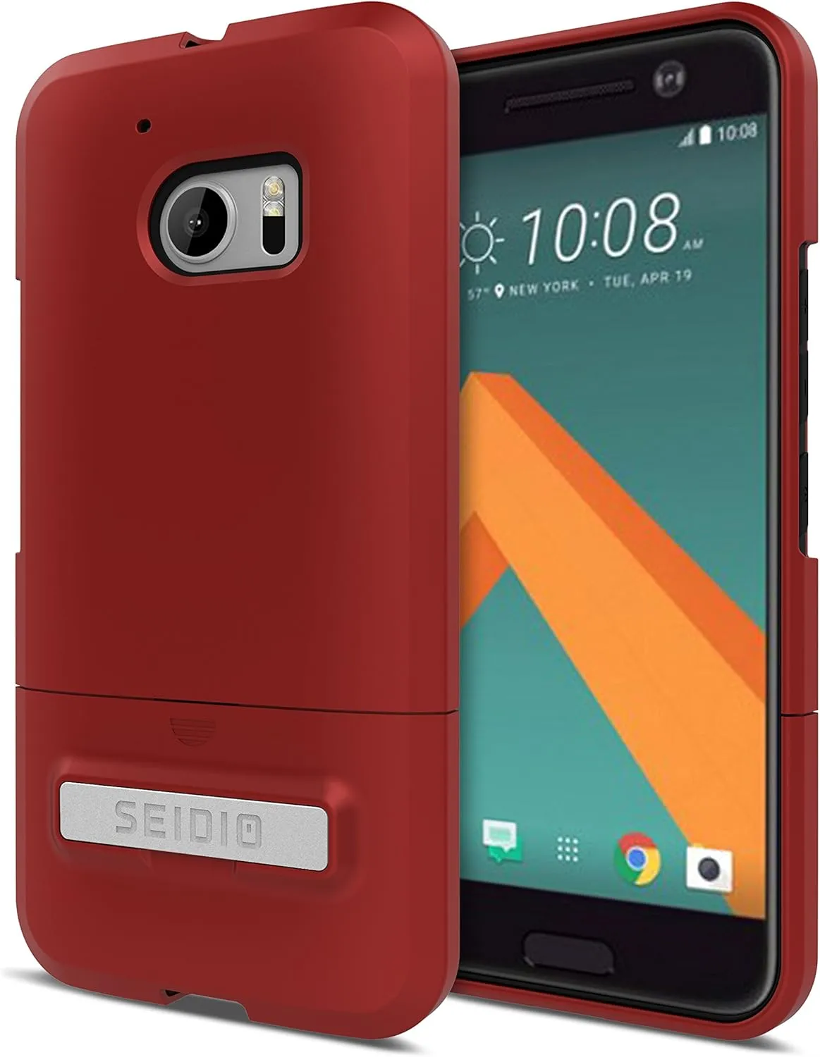 Surface Cell Phone Kickstand Case for HTC M10 - Retail Packaging - Dark Red/Black
