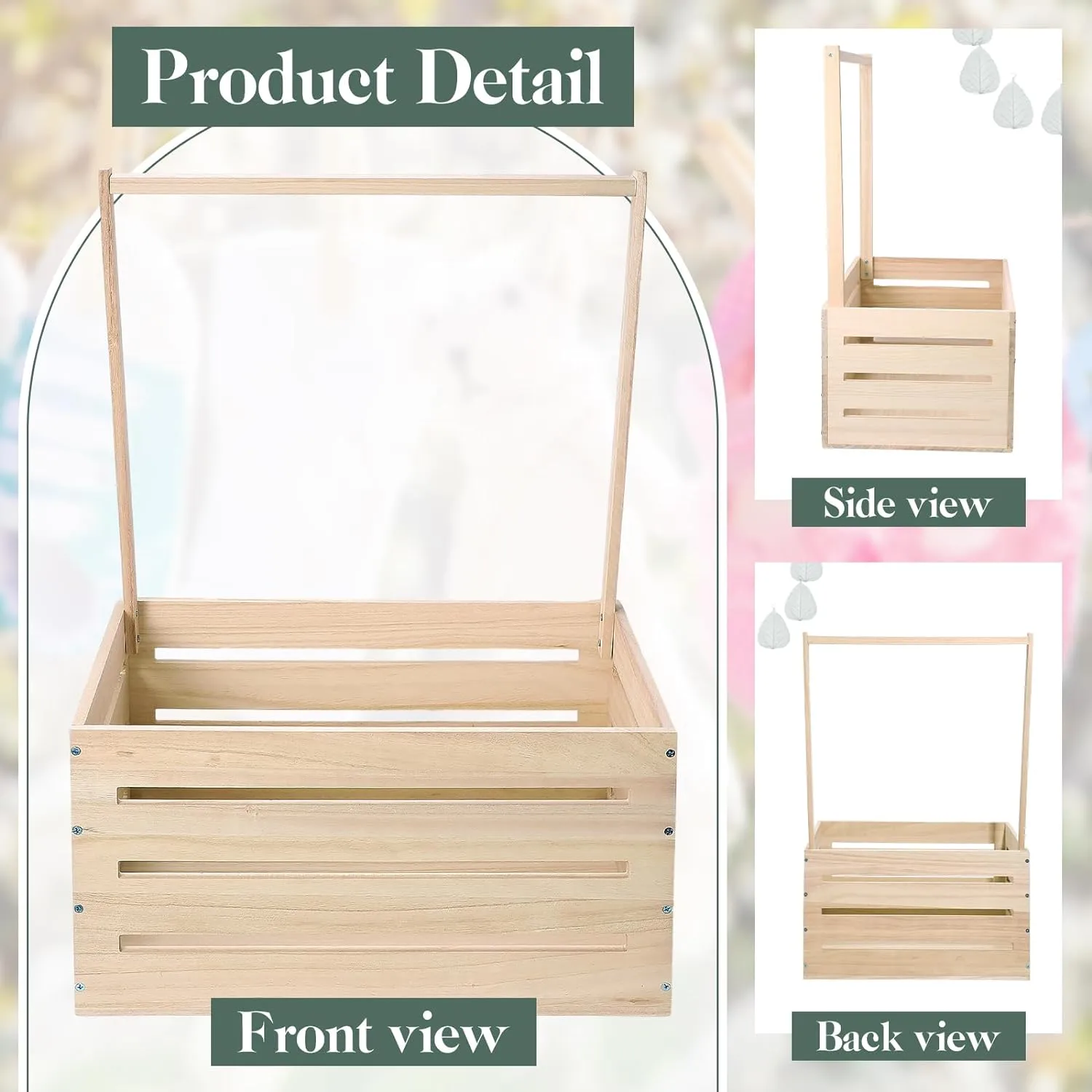 Suzile Wooden Baby Shower Crate Closet, Wood Hamper New Baby Gift Basket with Handle Gender Reveal Storage Box for Pregnancy New Parent(Wood Color,Classic)