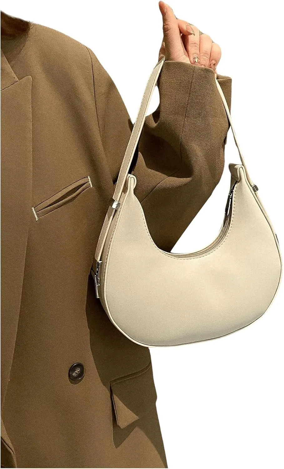 SweatyRocks Women's Snakeskin Embossed Hobo Bag Adjustable Strap Shoulder Handbag Solid Clutch Purse Round Bags