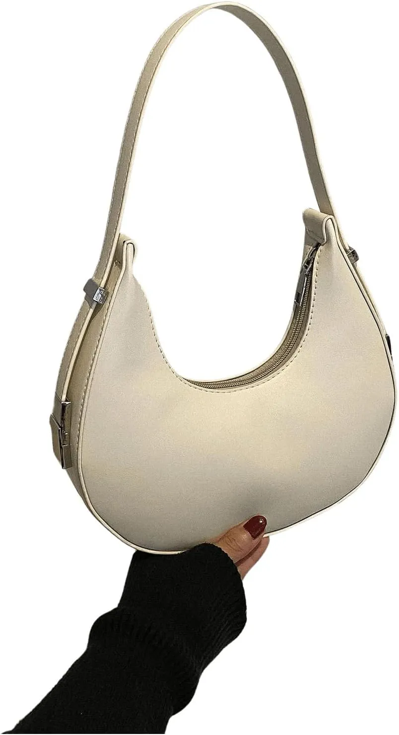SweatyRocks Women's Snakeskin Embossed Hobo Bag Adjustable Strap Shoulder Handbag Solid Clutch Purse Round Bags