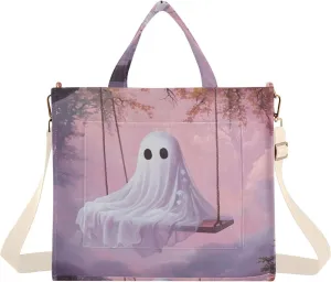 Swing Spirit Gothic Corduroy Tote Bag for Women Large Shoulder Bag with Pockets for Beach Work Travel Shopping S