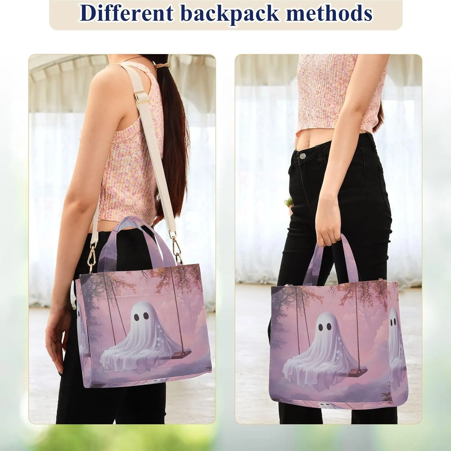 Swing Spirit Gothic Corduroy Tote Bag for Women Large Shoulder Bag with Pockets for Beach Work Travel Shopping S
