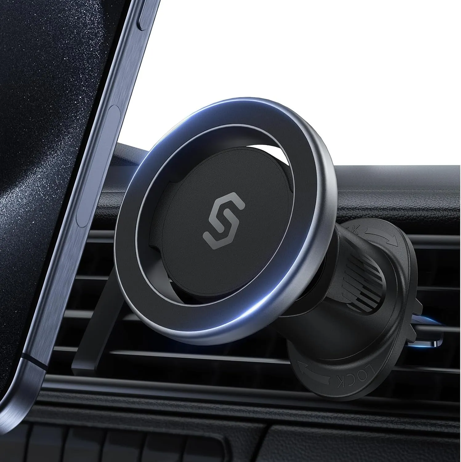 SYNCWIRE for MagSafe Car Mount, Flexible Rotation Magnetic Phone Holder for Car Vent, Hands Free Car Air Vent Phone Holder Clip Universal Compatible with iPhone 16 Pro Max 15 14 13 12 MagSafe Case