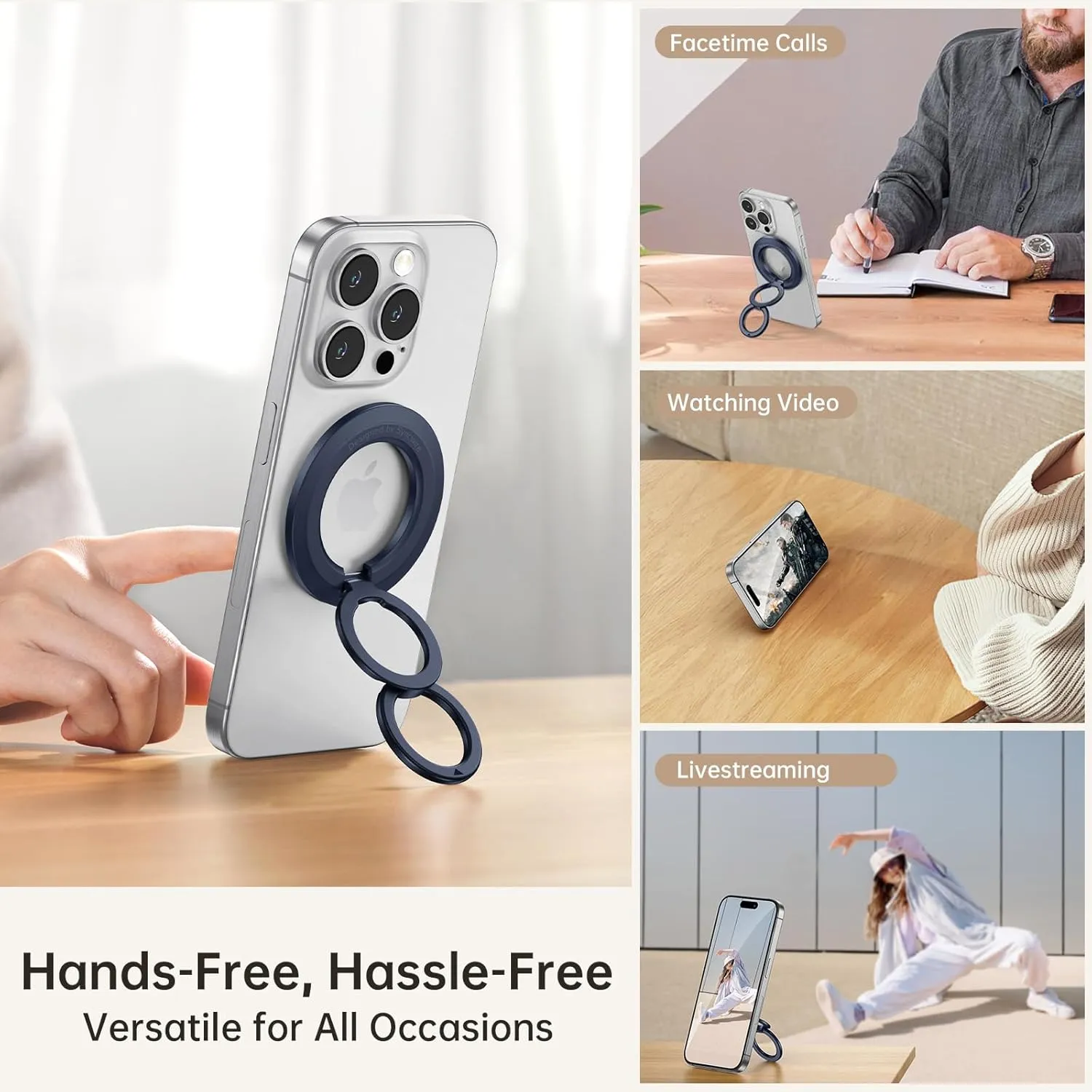 SYNCWIRE for MagSafe Ring Holder, Magnetic Phone Ring Holder Magnet Cell Phone Grip Finger Ring Kickstand Compatible with iPhone 16 15 14 13 12 Pro Max fits MagSafe Accessories