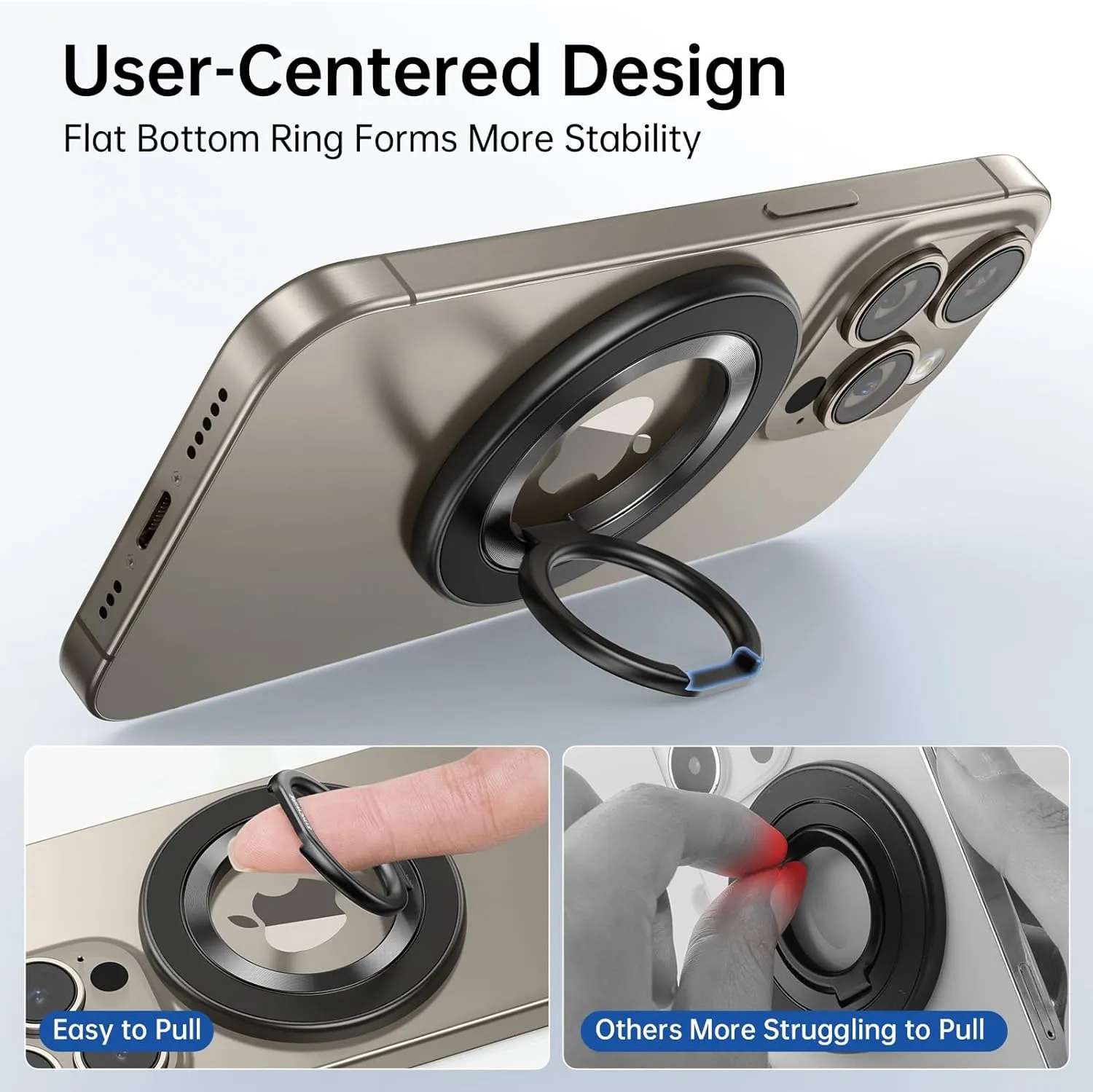 SYNCWIRE Upgraded Magnetic Phone Ring Holder for MagSafe, Magnet Cell Phone Grip Stand Finger Ring Kickstand Two-Sided Magnetic Compatible with iPhone 16 Pro Max 15 14 13 12 MagSafe Accessories
