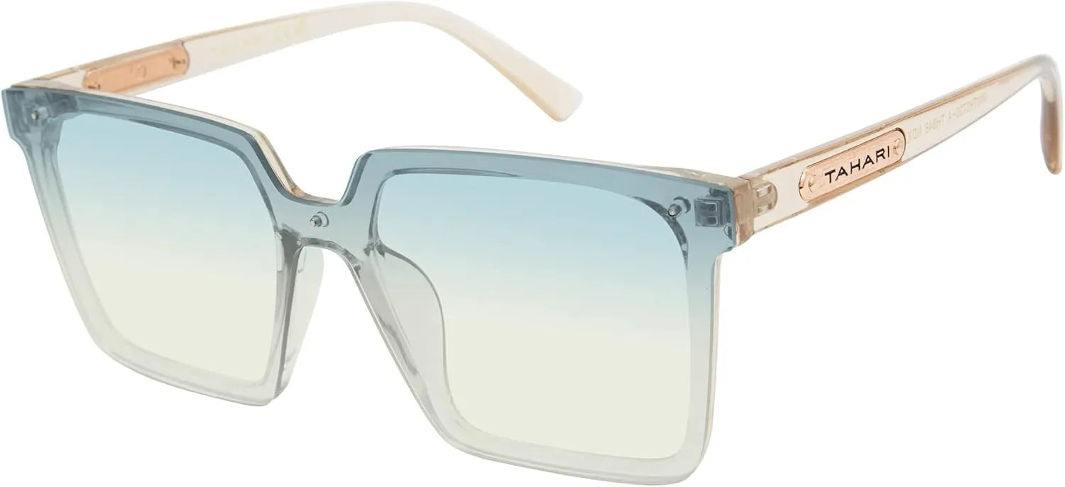 TAHARI Women's Th848 Translucent Crystal 100% Uv400 Protective Square Shield Sunglasses. Elegant Gifts for Her, 145 Mm