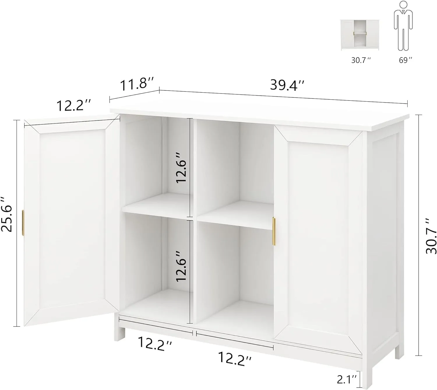 TaoHFE White Storage Cabinet, Credenza Buffet Cabinet Wooden Coffee Bar Cabinet Buffet Table White Sideboard Thin Cabinet for Narrow Spaces Entry Cabinet Hallway Cabinet for Kitchen