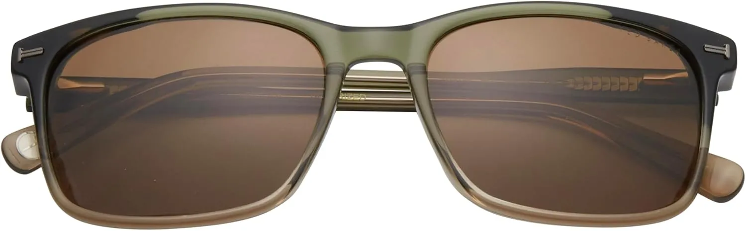 Ted Baker TMS170 Men's Rectangle Polarized Sunglasses, 56 mm, UV400 Protection
