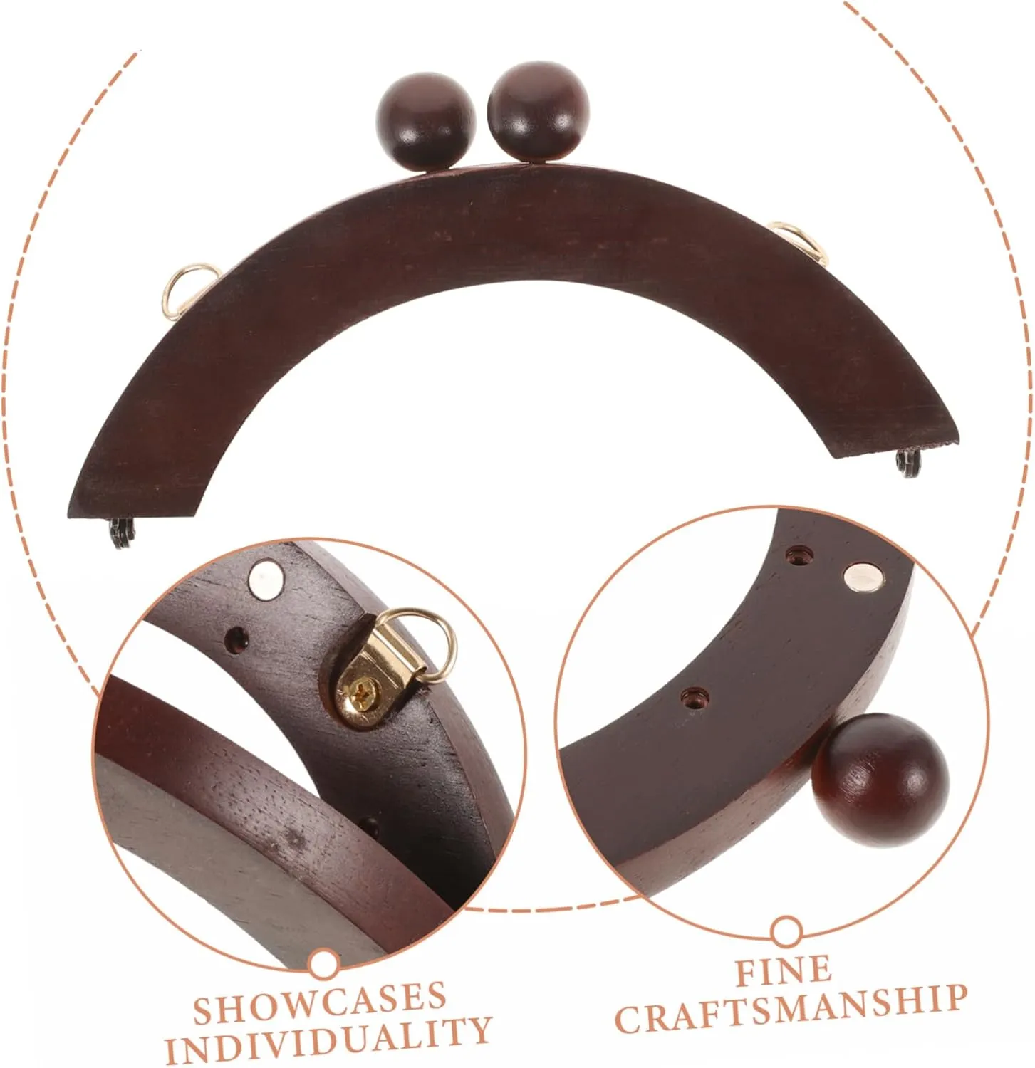 TEHAUX 4 Sets DIY Bag Making Handles Wood Purse Handles Replacements for Stylish and Beautiful Bags