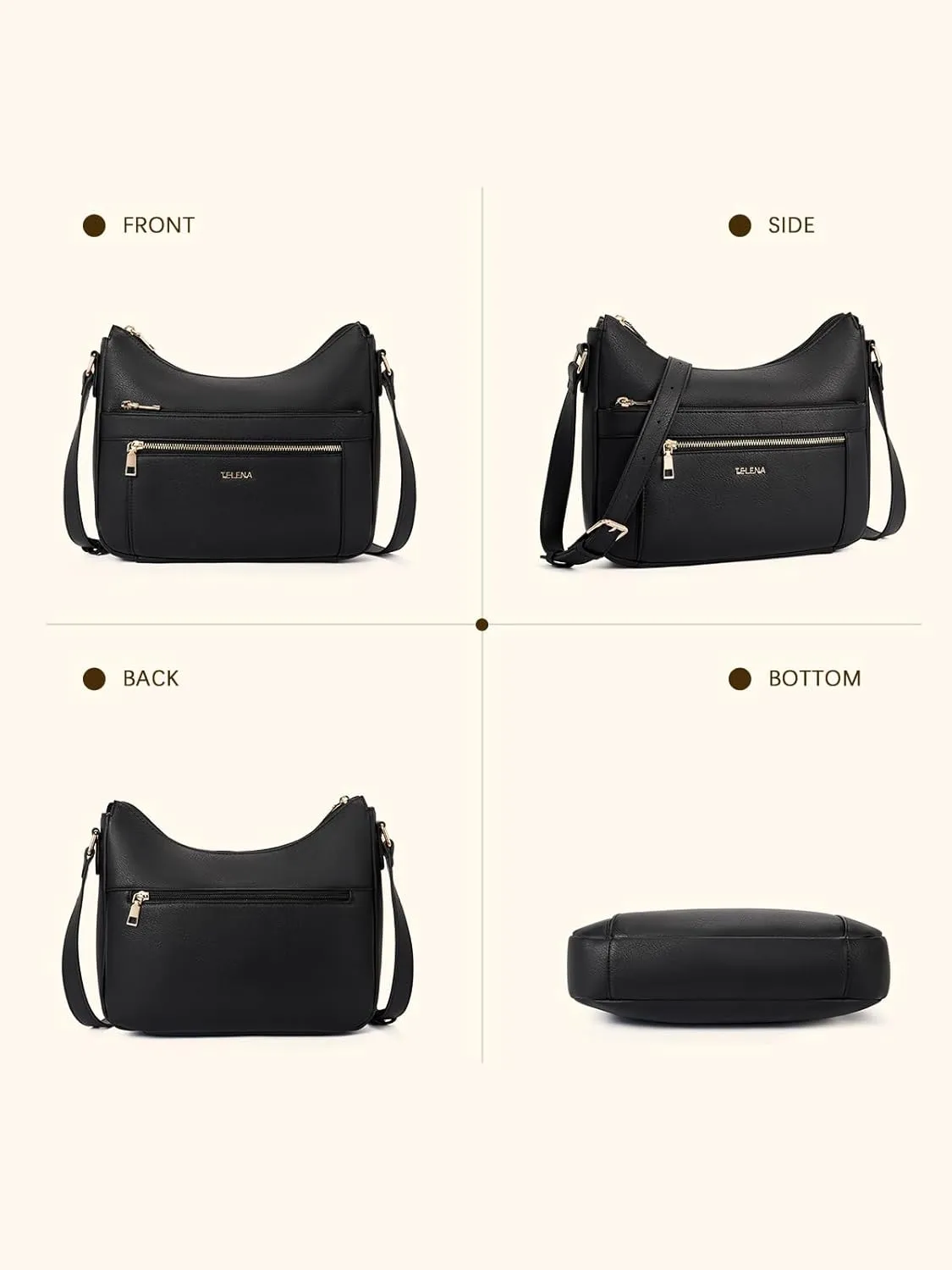 Telena Crossbody Bags for Women Trendy Vegan Leather Purse Shoulder Bag Hobo Bucket Large Capacity