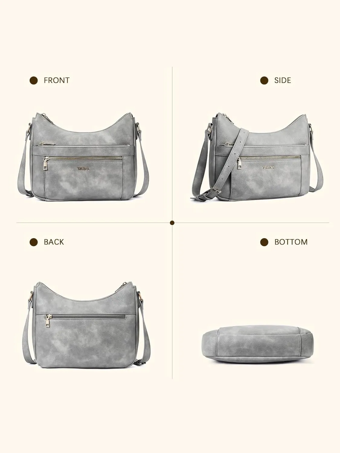 Telena Crossbody Bags for Women Trendy Vegan Leather Purse Shoulder Bag Hobo Bucket Large Capacity