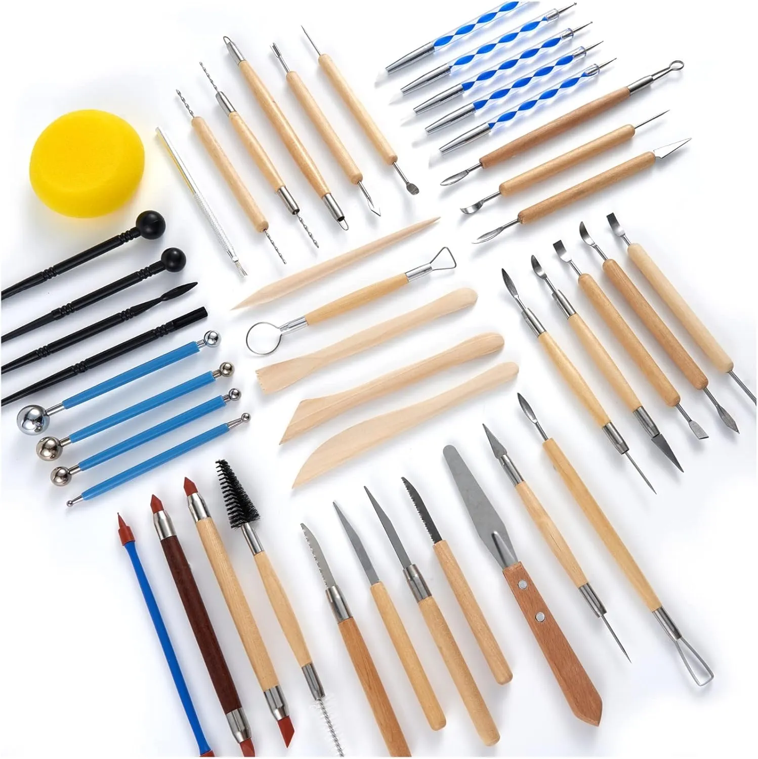 TEMONTlAN Clay Sculpting Tools,Air Dry,Pottery Tools,44 Pcs Double Sided Polymer Clay Tools Kit,Ceramics, Modeling Tools with Carrying Case Bag