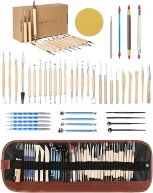 TEMONTlAN Clay Sculpting Tools,Air Dry,Pottery Tools,44 Pcs Double Sided Polymer Clay Tools Kit,Ceramics, Modeling Tools with Carrying Case Bag