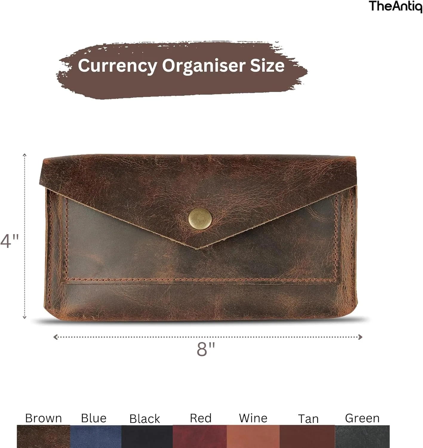 The Antiq Black Genuine Leather Wallets for Women - Stylish Money Bag Leather Cash Envelope Wallet & Mobile Holder - Travel Money Pouch for Cash Small Money Bag for Cash Budgeting Currency Holder