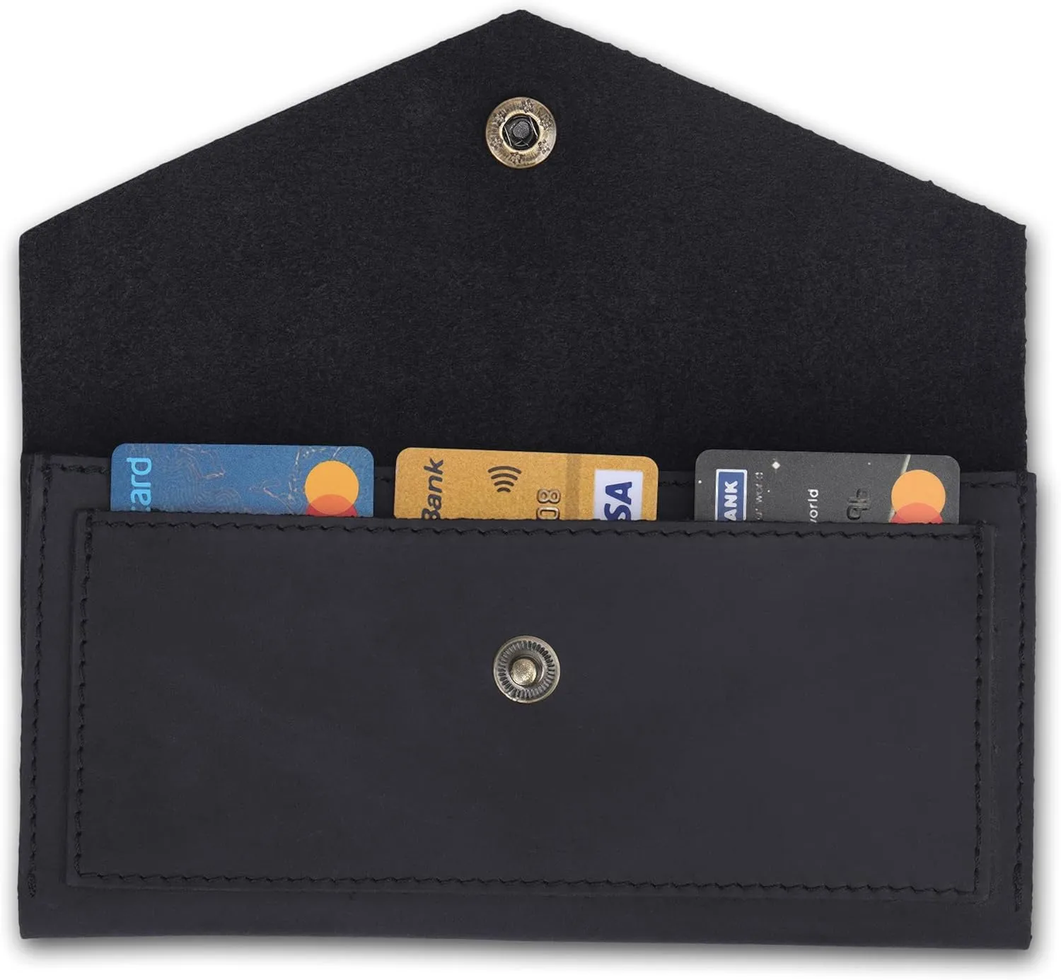 The Antiq Black Genuine Leather Wallets for Women - Stylish Money Bag Leather Cash Envelope Wallet & Mobile Holder - Travel Money Pouch for Cash Small Money Bag for Cash Budgeting Currency Holder