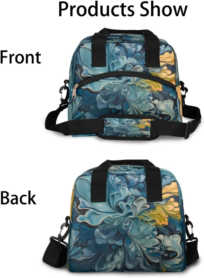 The Food Art Theme Insulated Lunch Bag Women Reusable Lunch Tote for Adult Men Adjustable Shoulder Strap Cooler Durable Lunch Box for Picnic Office Work Travel