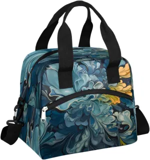 The Food Art Theme Insulated Lunch Bag Women Reusable Lunch Tote for Adult Men Adjustable Shoulder Strap Cooler Durable Lunch Box for Picnic Office Work Travel