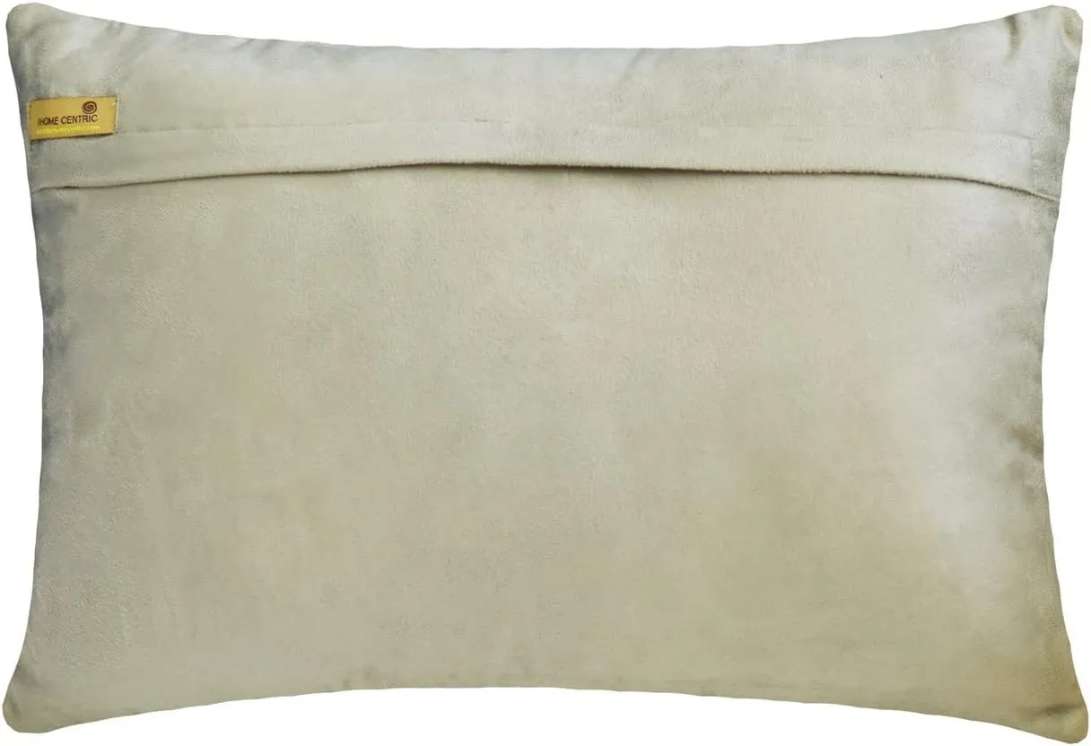 The HomeCentric Decorative Grey Pack of 2,12"x24" (30x60 cm) Lumbar Pillow Cover, Jacquard Crystal Embroidery & Victorian Oblong Pillow, Damask Pattern Modern Style - Aabharana