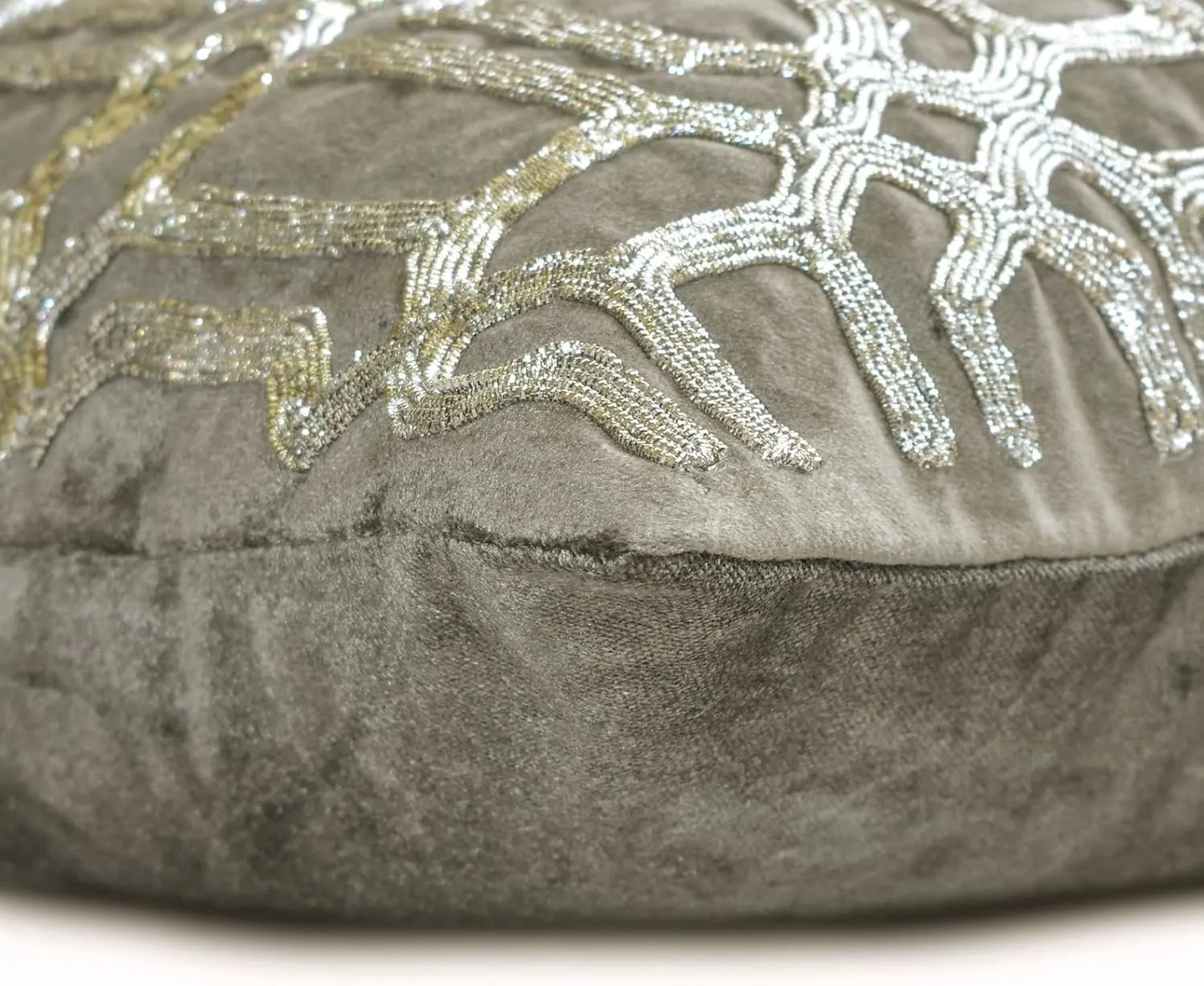 The HomeCentric Decorative Grey Pack of 2,12"x24" (30x60 cm) Lumbar Pillow Cover, Velvet Zardozi Embroidery & Handmade Oblong Pillow, Geometric Pattern Modern Style - Celebration