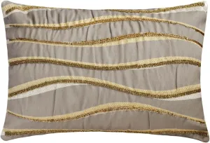 The HomeCentric Handmade Grey Pack of 2,12"x24" (30x60 cm) Lumbar Pillow Cover, Jacquard Beaded Oblong Pillow, Abstract Pattern Modern Style - Ginevra