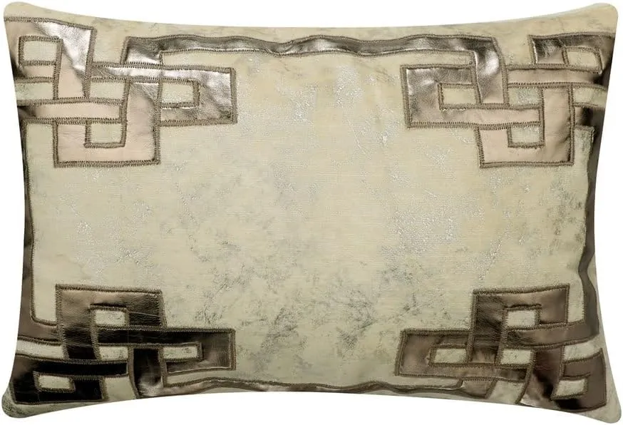 The HomeCentric Handmade Grey Pack of 2,12"x24" (30x60 cm) Lumbar Pillow Cover, Jacquard Beaded Oblong Pillow, Abstract Pattern Modern Style - Ginevra