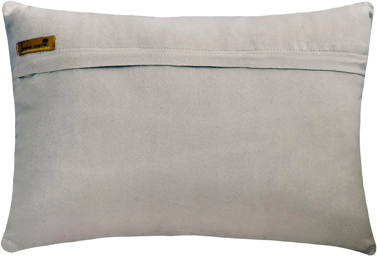 The HomeCentric Handmade Grey Pack of 2,12"x24" (30x60 cm) Lumbar Pillow Cover, Jacquard Beaded Oblong Pillow, Abstract Pattern Modern Style - Ginevra
