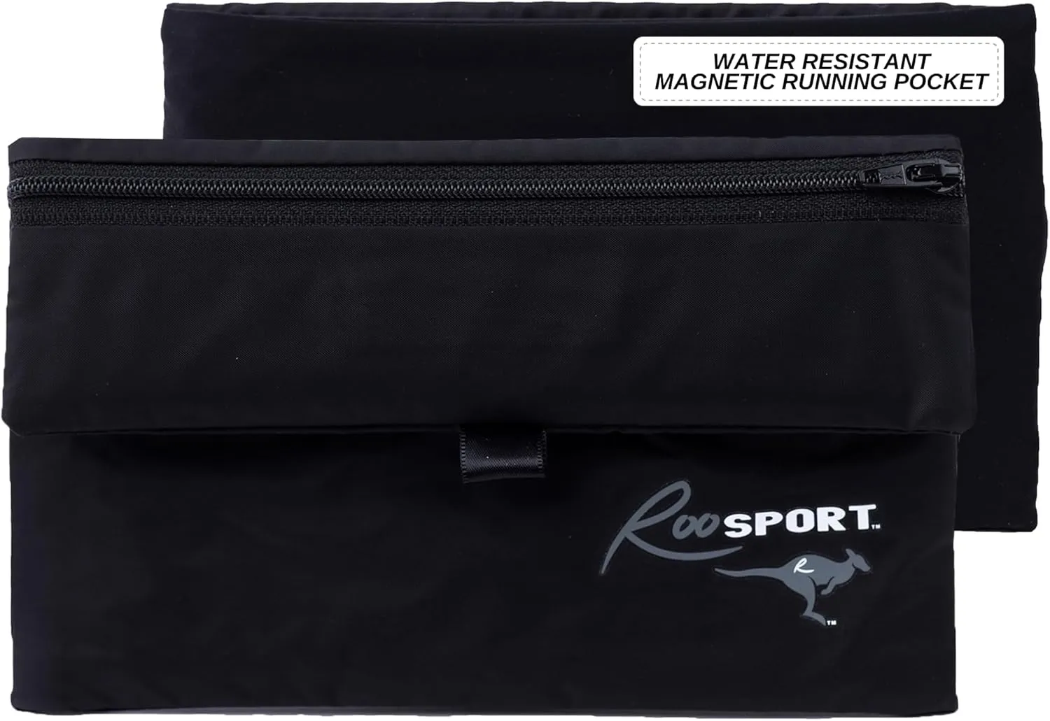 The RooSport Magnetic Running Pouch - Magnetic Pocket to Hold Cell Phone, Wallet, Earphones - Securely Carry Essentials While Running - Magnetic Closure for Convenience