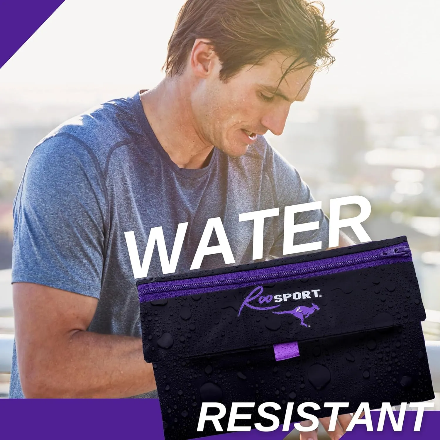 The RooSport Magnetic Running Pouch - Magnetic Pocket to Hold Cell Phone, Wallet, Earphones - Securely Carry Essentials While Running - Magnetic Closure for Convenience