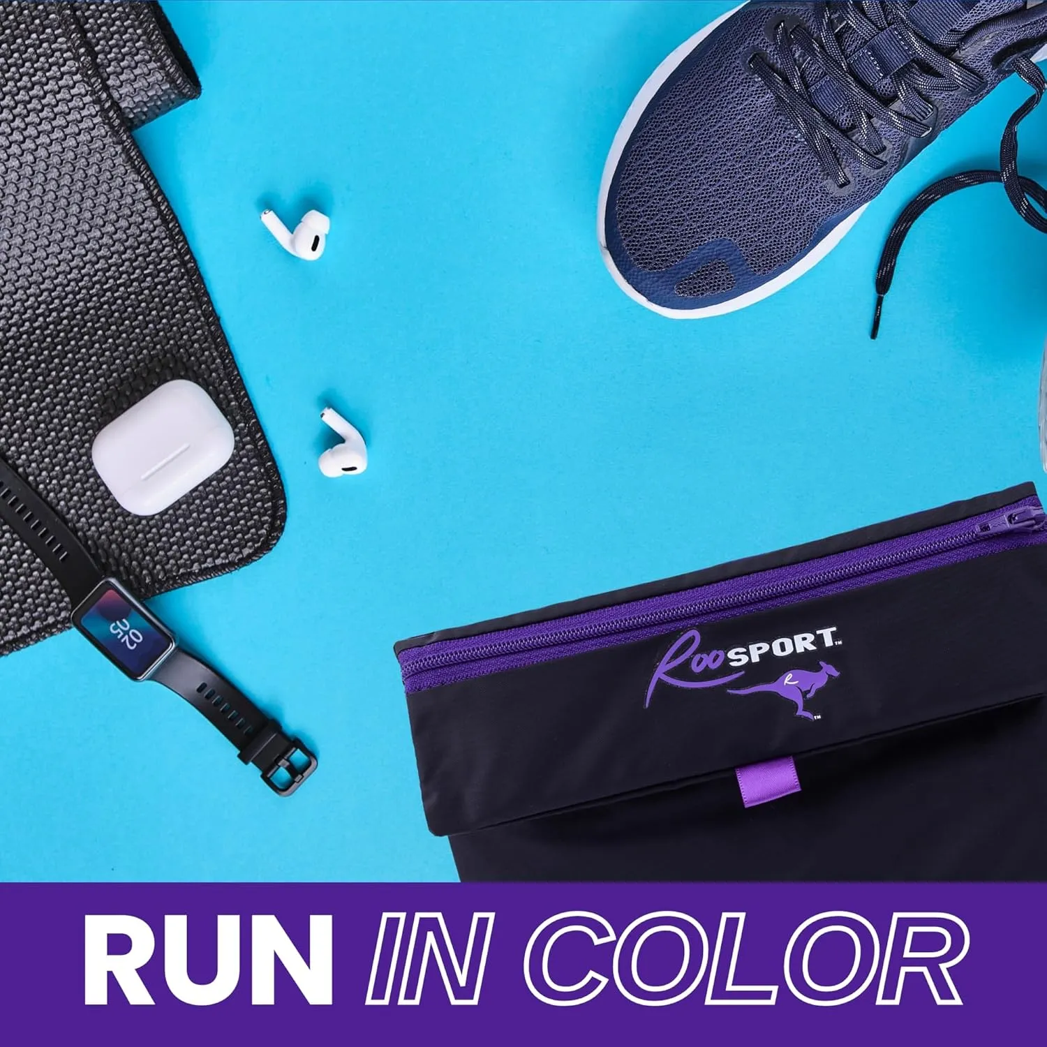 The RooSport Magnetic Running Pouch - Magnetic Pocket to Hold Cell Phone, Wallet, Earphones - Securely Carry Essentials While Running - Magnetic Closure for Convenience