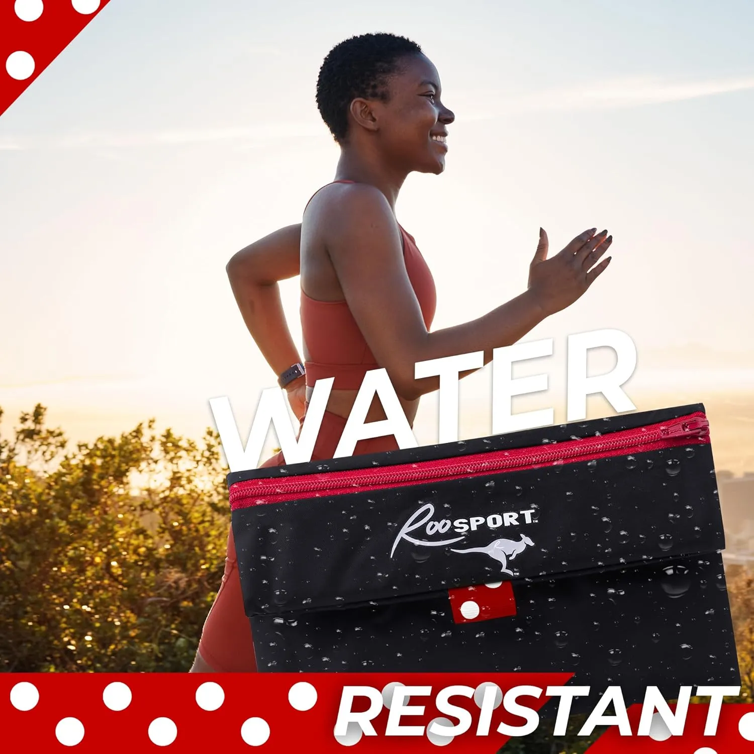 The RooSport Magnetic Running Pouch - Magnetic Pocket to Hold Cell Phone, Wallet, Earphones - Securely Carry Essentials While Running - Magnetic Closure for Convenience