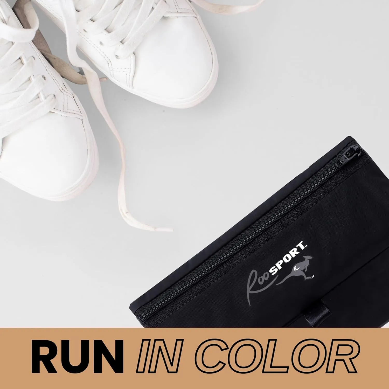 The RooSport Magnetic Running Pouch - Magnetic Pocket to Hold Cell Phone, Wallet, Earphones - Securely Carry Essentials While Running - Magnetic Closure for Convenience