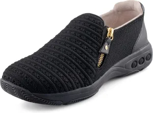 Therafit Nina Side Zip Fabric Slip On Shoe - for Plantar Fasciitis/Foot Pain