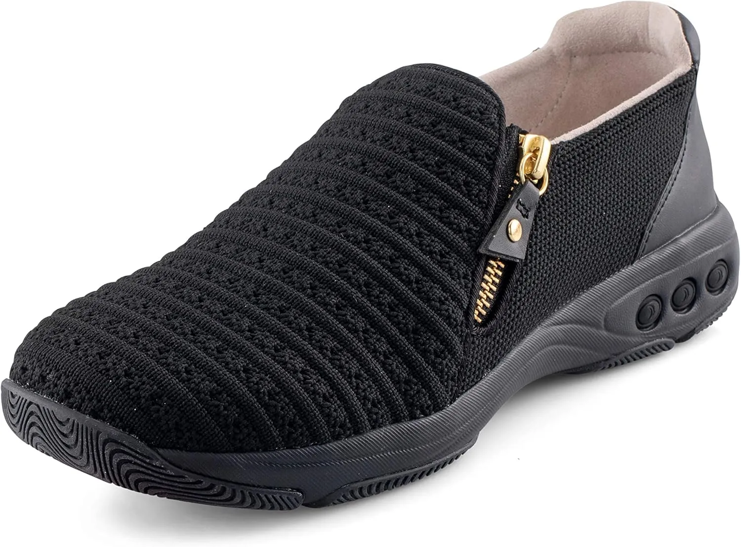 Therafit Nina Side Zip Fabric Slip On Shoe - for Plantar Fasciitis/Foot Pain