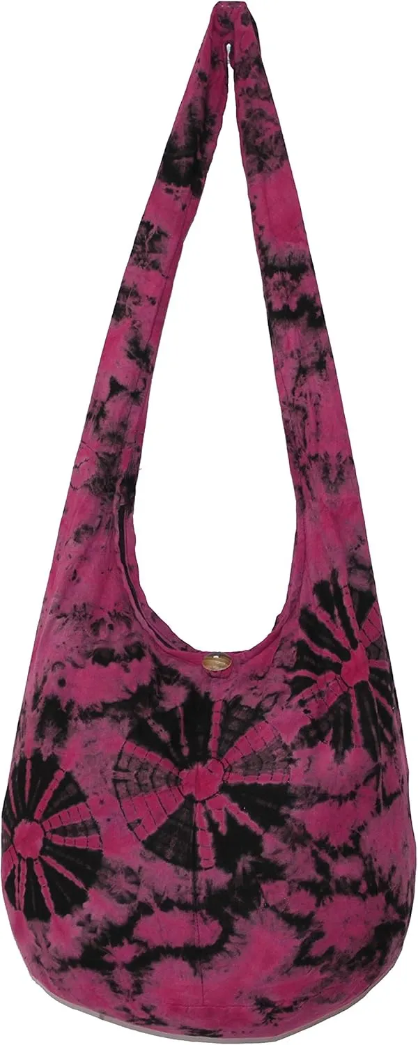 TIE DYE Bohemian Hipster Hobo Boho Hippie Crossbody Bag Purse Black Tone 39"