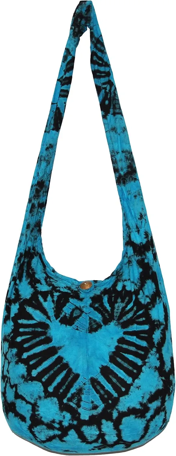TIE DYE Bohemian Hipster Hobo Boho Hippie Crossbody Bag Purse Black Tone 39"