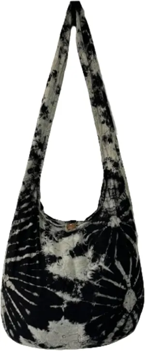 TIE DYE Bohemian Hipster Hobo Boho Hippie Crossbody Bag Purse Black Tone 39"