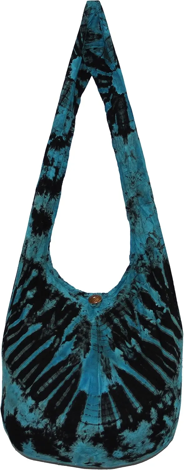 TIE DYE Bohemian Hipster Hobo Boho Hippie Crossbody Bag Purse Black Tone 39"