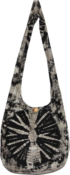 TIE DYE Bohemian Hipster Hobo Boho Hippie Crossbody Bag Purse Black Tone 39"