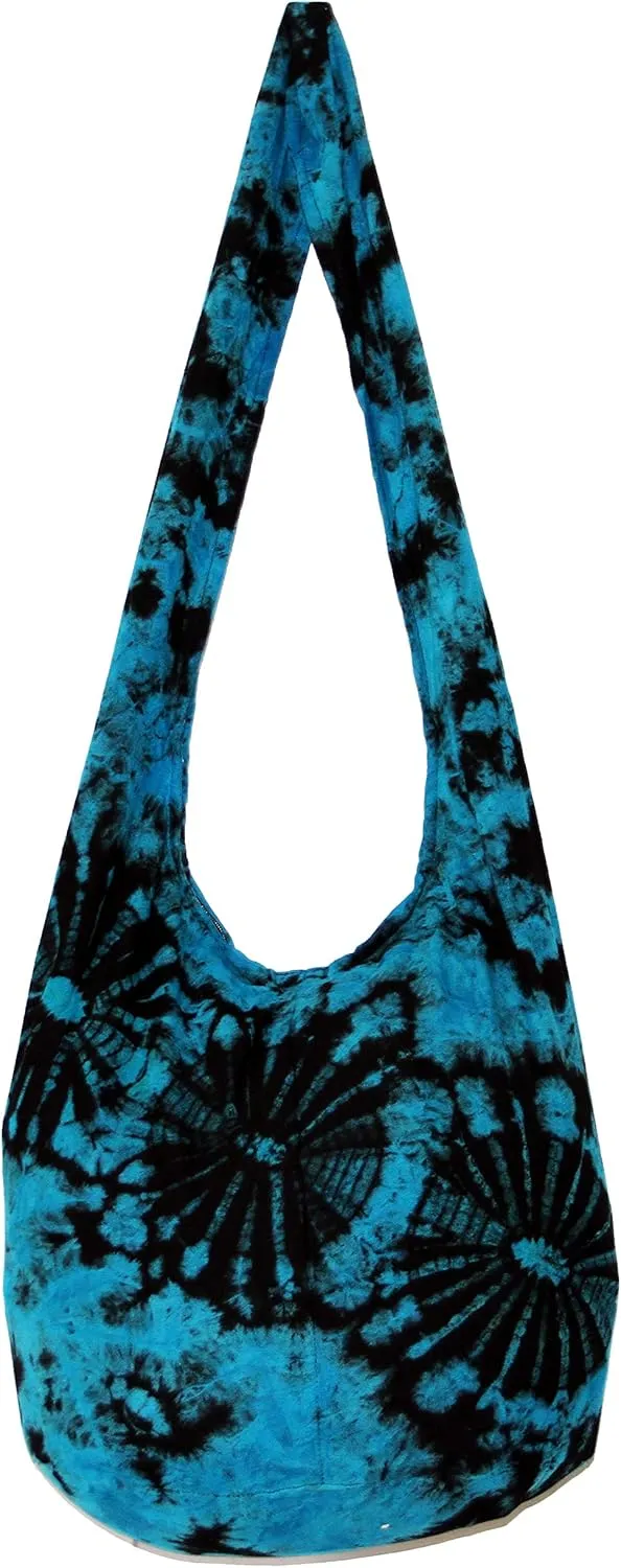 TIE DYE Bohemian Hipster Hobo Boho Hippie Crossbody Bag Purse Black Tone 39"