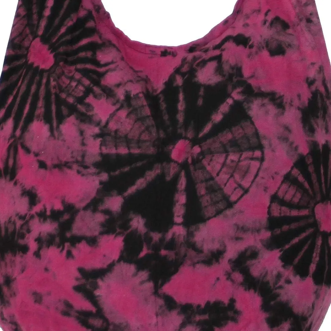 TIE DYE Bohemian Hipster Hobo Boho Hippie Crossbody Bag Purse Black Tone 39"